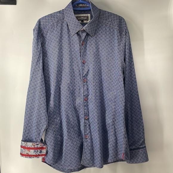 7 Downie St button down shirt button up flip cuff business career sz Lg - Picture 6 of 14